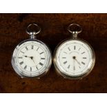 Two Gentleman's Silver Plated Chronograph Pocket Watches.