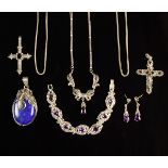 A Collection of Silver Jewellery: Two pendant crucifixes;