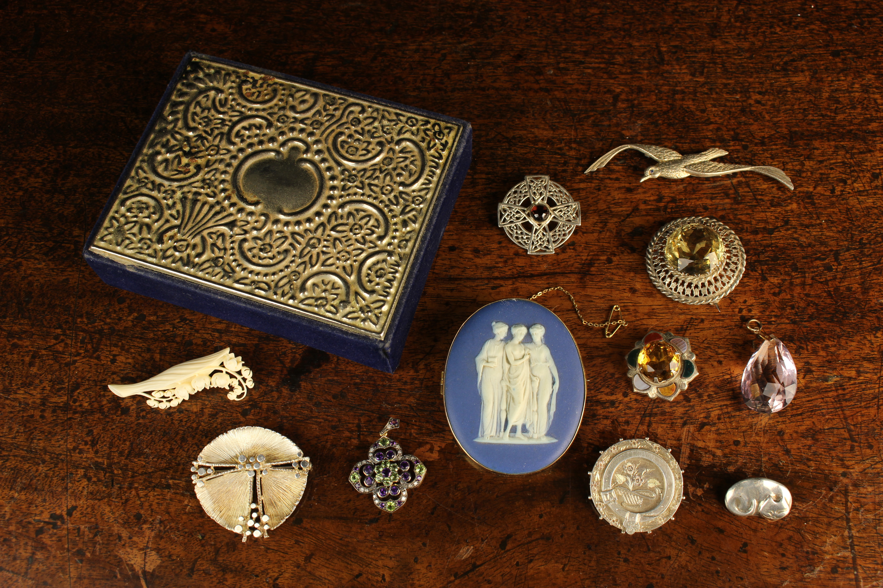 A Group of Costume Brooches, mainly sterling silver,