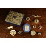 A Group of Costume Brooches, mainly sterling silver,