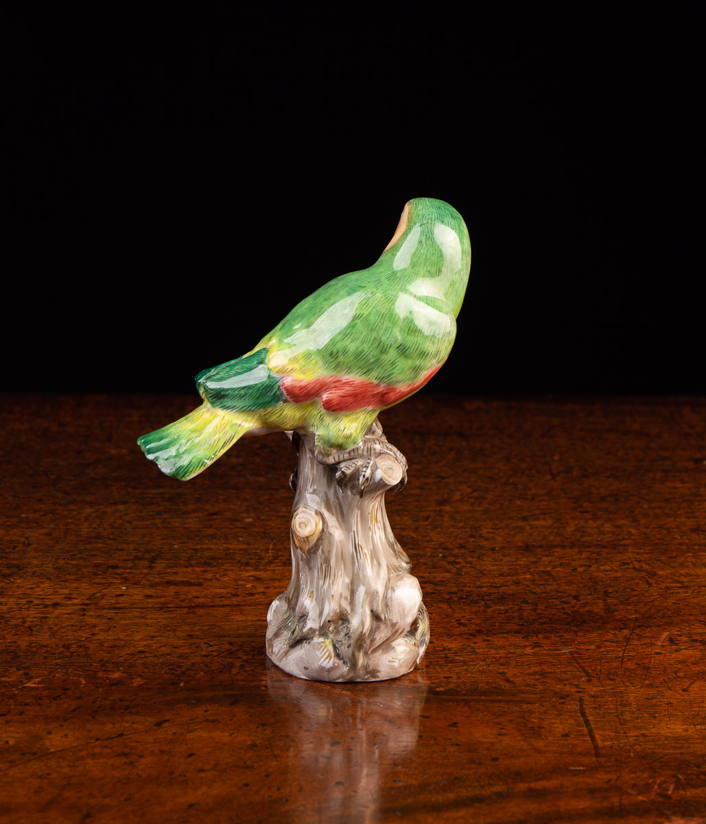 A Meissen Porcelain Model of a Parrot perched on a tree stump, - Image 3 of 3