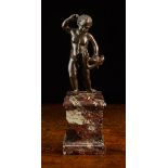 A 17th Century Bronze Putto wrestling a snake, mounted on a Brêche Violette marble plinth,