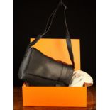 A Large Hermès Alfred Clemence Messenger Bag crafted from black Clemence leather and featuring an