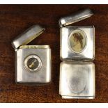 Two Unusual Vesta Cases: One inset with a compass hallmarked Birmingham 1898.