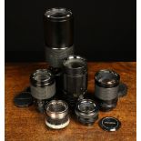 Six Various Camera Lenses: A Fujinon 55 mm f 2.