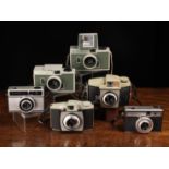 A Collection of Six Vintage Cameras from the late 1950's to mid 1960's: Two German Agfa Iso-Rapids;