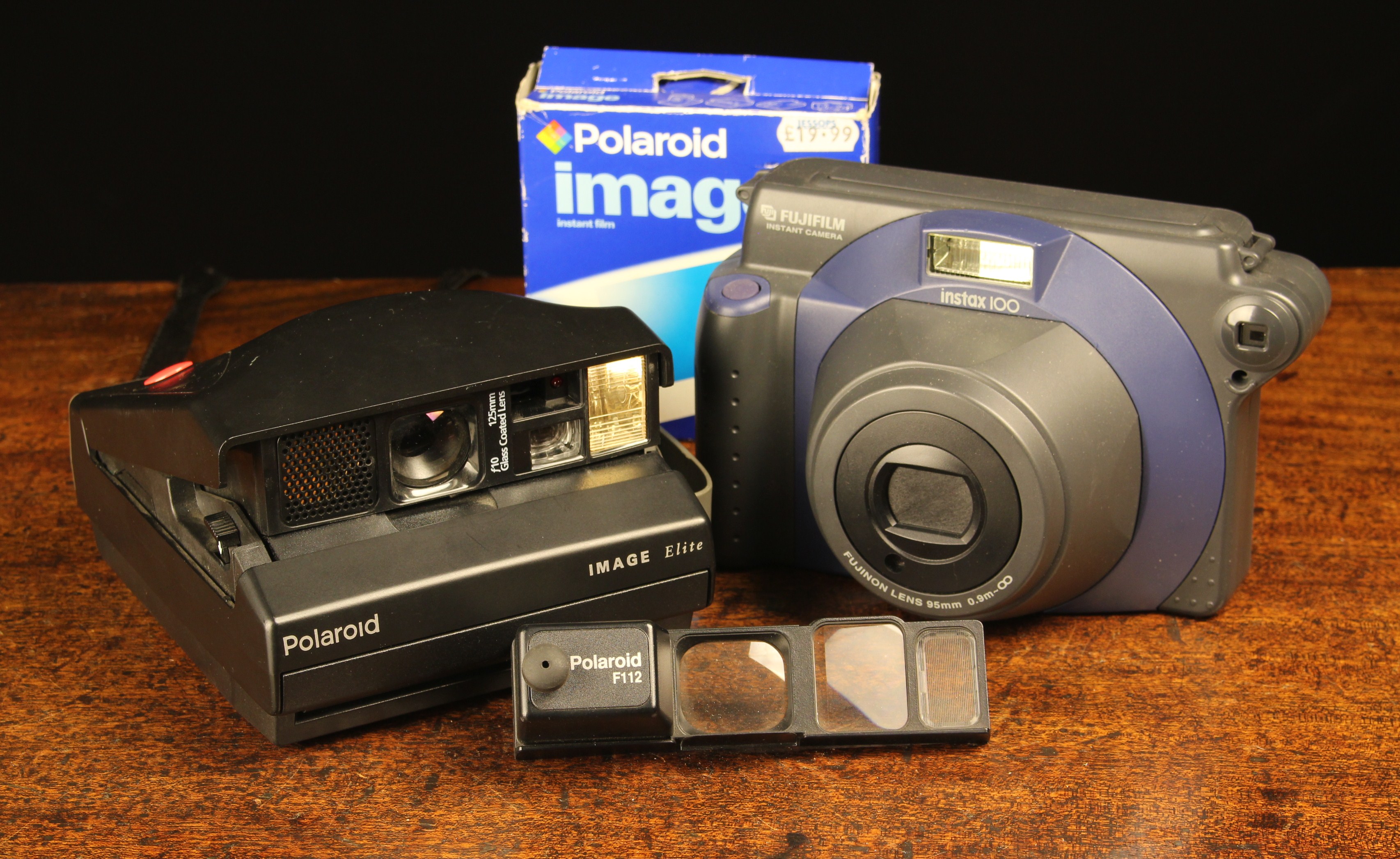 Two Retro Instant Cameras: A Poloroid Image Elite with close-up attachment,