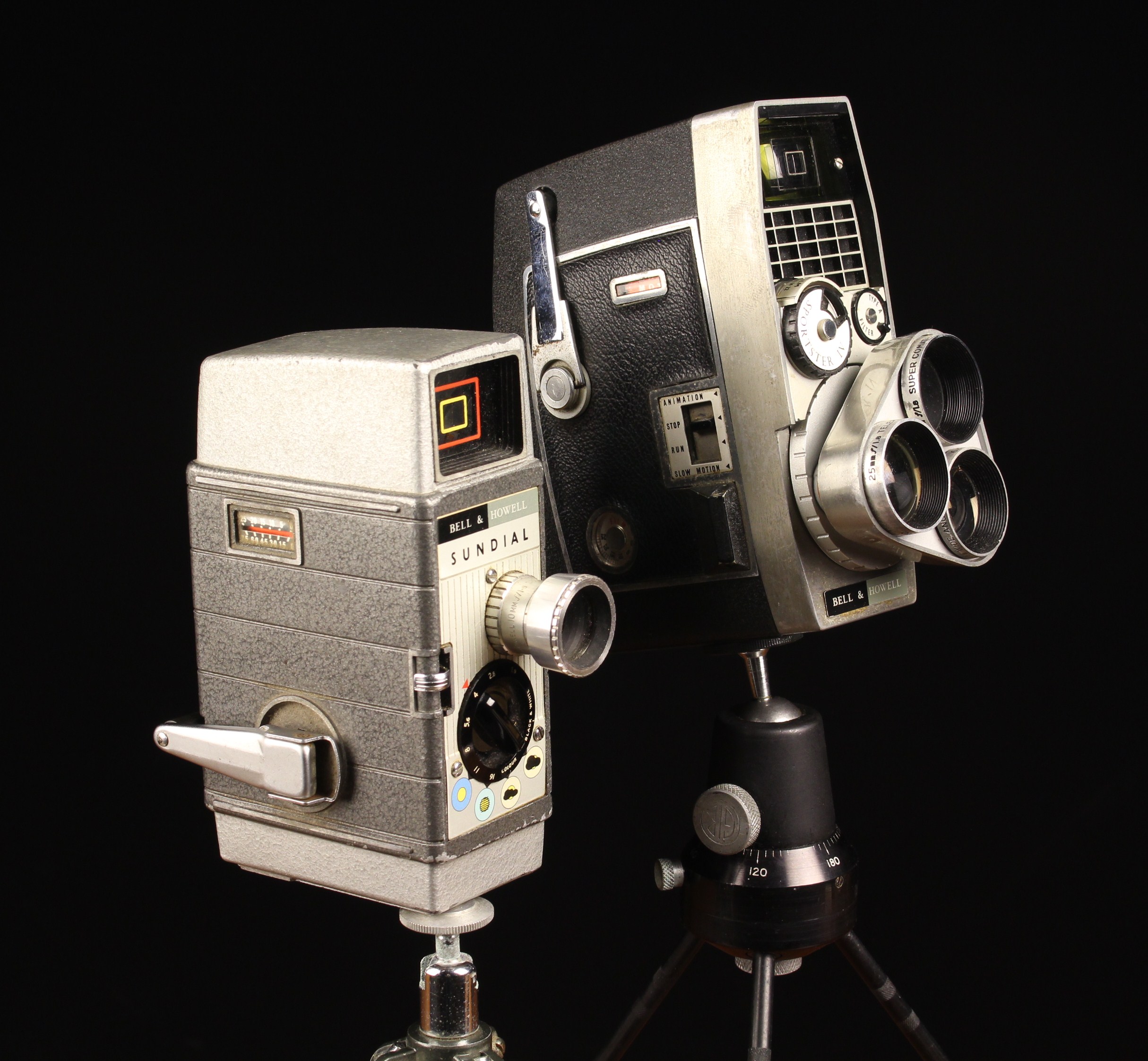 Two Vintage 8 mm Cine Cameras by Bell and Howell,