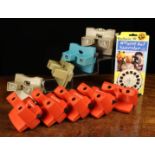 Nine Vintage Stereo Viewers Circa 1970's: Two Grey Sawyers View-masters, two red Gaf view-masters,