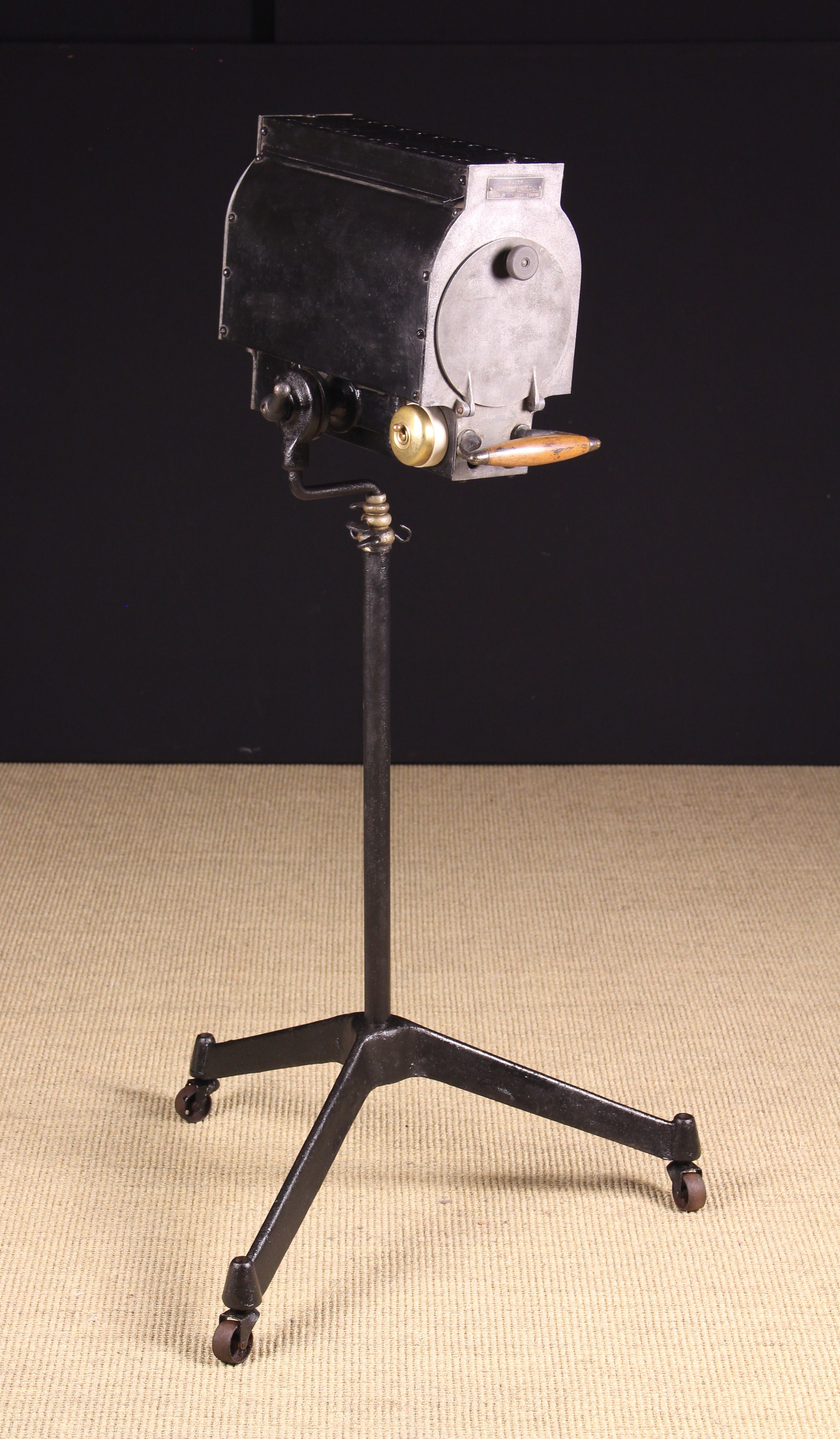 An Antique Photographer's Focussing Spotlight with turned wooden handle to the back and a metal - Image 2 of 3