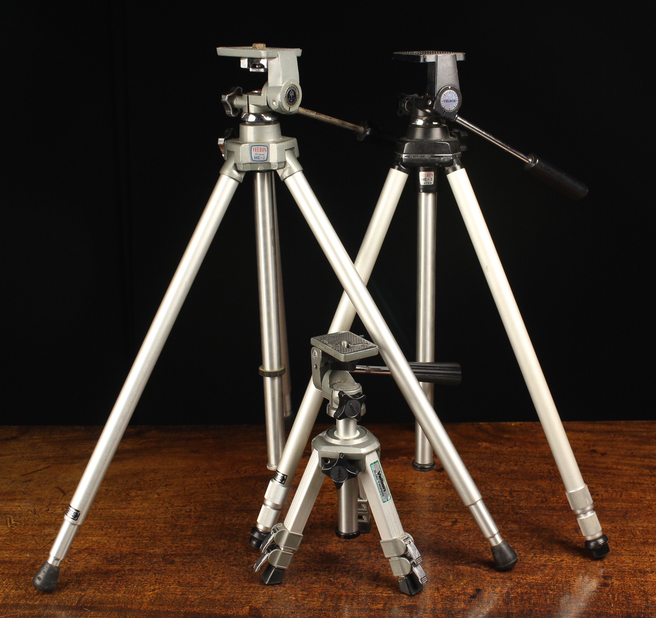 Three Velbon Camera Tripods; ME-2, ME-3 and a Mini Tripod.