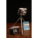 Two Vintage Italian Ferrania Cast Metal 127 Film Cameras;