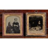 Two 19th Century Framed Collodion Positive Process Photographic Portraits of Ladies Circa 1860-1880.