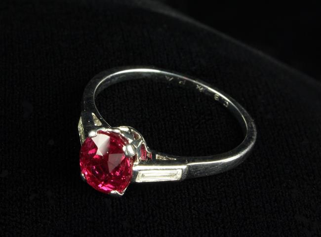 A Ruby and Diamond White Gold Ring.