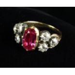 An Impressive and Beautiful Victorian Ruby and Diamond Yellow Gold Ring.
