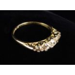 A Victorian Five Stone Diamond & 18 ct Gold Ring, hallmarked Chester 1900 with approx 1 ct diamonds,