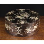 A Beautiful 19th Century Chinese Fitted Inlaid Hardwood Box of circular form.