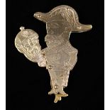 An Unusual World War I Silhouette Cut Sheet Brass Curio in the form of King George V,