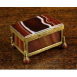 A Small 19th Century Banded Carnelion Agate Casket with gilt metal mounts.