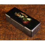 A 19th Century Lacquered Papier-mâché Snuff Box of rectangular form.