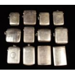A Group of Twelve Silver Vesta Cases, mainly dating from the early 20th century.