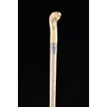 A 19th Century Whalebone & Marine Ivory-handled Walking Stick.