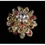 A Exuberant 1970's Vintage Diamond and Ruby Brooch.