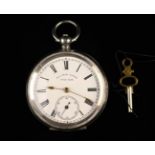 A Gentleman's .935 Silver Pocket Watch with winding key.