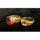 Two Gold and Ruby Victorian Child's Rings.