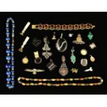 A Group of Costume Jewellery & Bijouterie to include a necklace strung with rectangular coloured