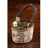 A Small and Charming 19th Century Whale Bone & Horn Ditty Box.