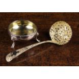 A Silver Gilt Sifting Spoon & a Victorian Salt.