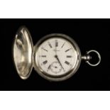 A Gentleman's Silver Full Hunter Pocket Watch with decoratively engraved case,