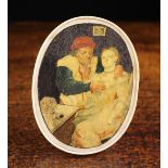 An Antique Painted Ivory Box of oval form.