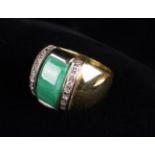 A Malachite and Diamond Ring.