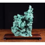 A Fine 20th Century Chinese Malachite Carving: An auspicious Yin & Yang Figure Group,