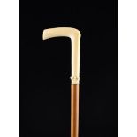An Antique Ivory handled Malacca Walking Stick,