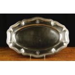 A Fine French Silver Platter of Oval Form with a reeded serpentine edge and engraved monogram,