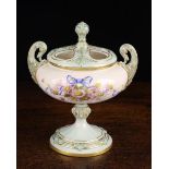 A Fine Royal Worcester Pot Pourri Vase hand painted with daisies tied in blue ribbon signed R