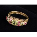 An Unusual Antique 15ct Gold Peridot and Tourmaline Ring.