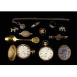 A Small Collection of Bijouterie: Two Waltham Gold Plated Pocket Watches (AF),