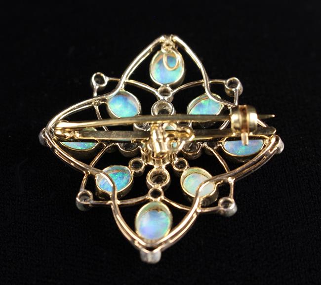 An Attractive Edwardian Opal and Diamond Pendant, with detachable brooch fitting. - Image 2 of 2