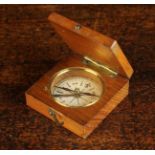 A 19th Century Pocket Compass set in a square mahogany case with hinged lid, 2¼" (5.