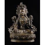 An 18th/19th Century Bronze Bodhisattva seated on a lotus base,