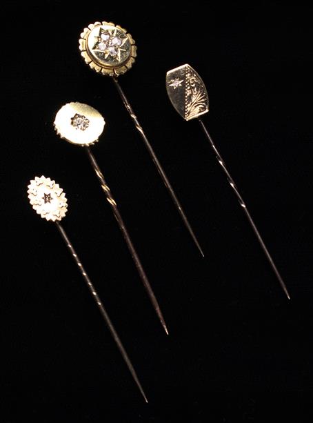 A Collection of Four Gold and Diamond Stickpins. - Image 2 of 2