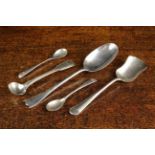 Five Silver Spoons including a rat-tail dessert spoon by William Hutton & Sons Ltd with hallmarks
