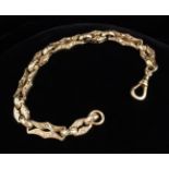 A 9ct Gold Fancy Link Chain with 'dog-clip' fastener;