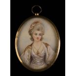 A Late 19th/Early 20th Century Miniature Portrait on Ivory depicting an 18th Century Lady,