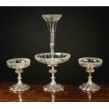 A Fine Quality Mid 19th Century Etched Glass & Silver Plated Centre Piece with Accompanying