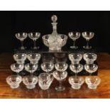 A Set of Eight Cut Crystal Fruit Dishes with matching fruit bowl and cream jug,